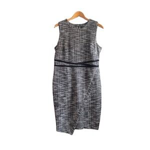 Tommy Hilfiger Sleeveless Stretch Tweed Dress Women’s Size 12 Black + White